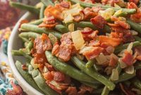 Garlic Butter Green Beans with Bacon and Caramelized Onions