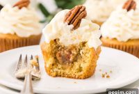 Pecan Pie Cupcakes with Bourbon Caramel Drizzle