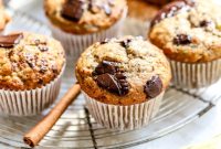Chocolate Chunk Banana Muffins Recipe with Melting Chunks