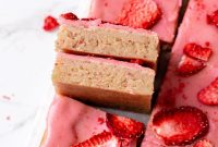 Strawberry Blondies with Silky Strawberry Glaze