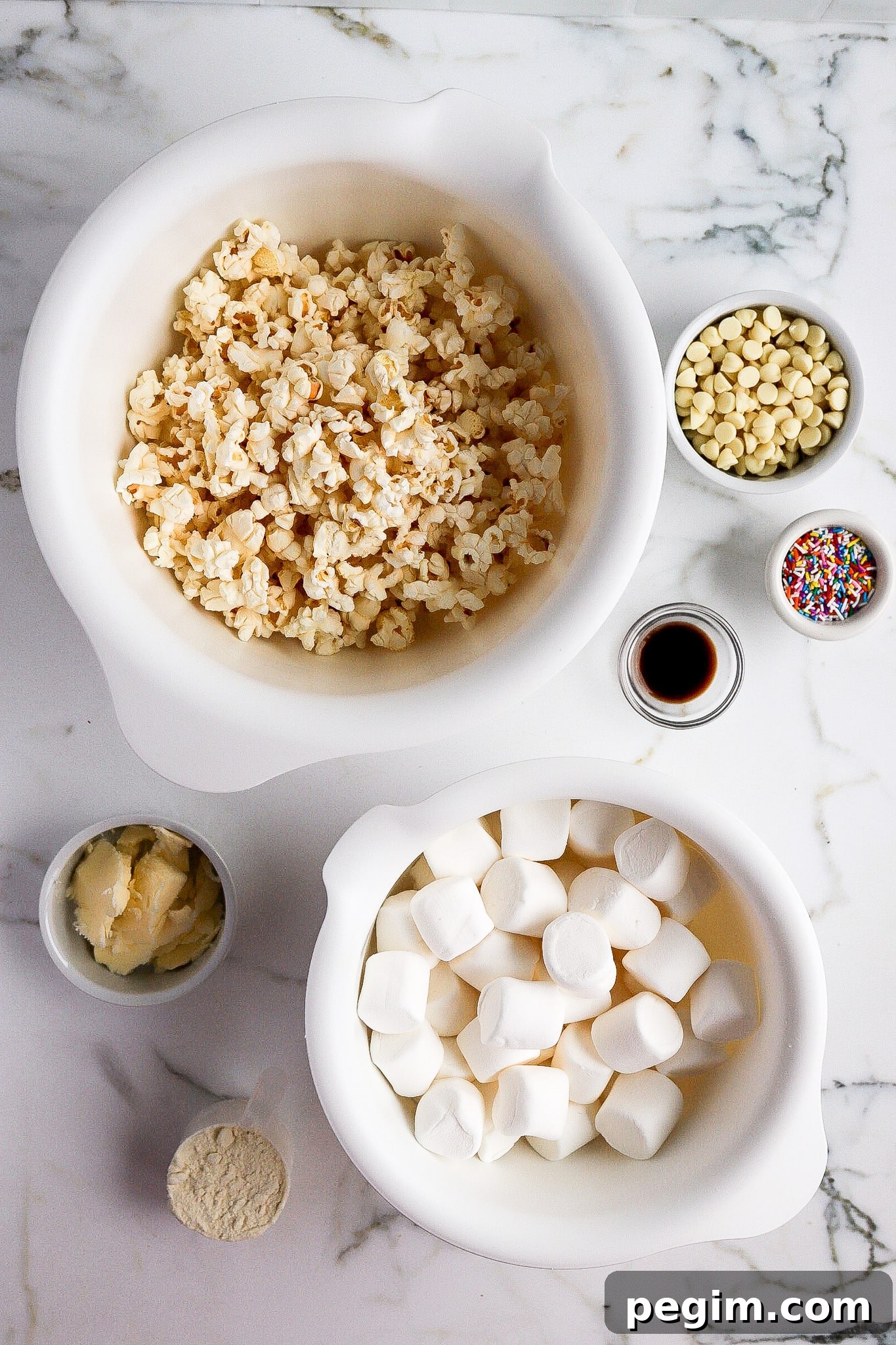 top down view of ingredients for a fun popcorn recipe
