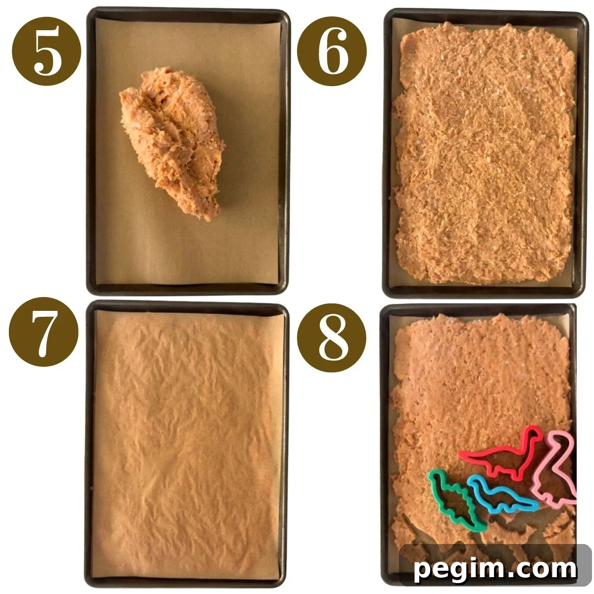 Steps to make homemade dino nuggets.
