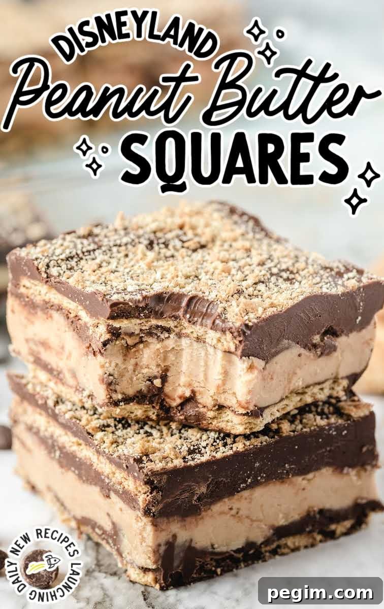 close up shot of Disneyland Peanut Butter Squares stacked on top of each other