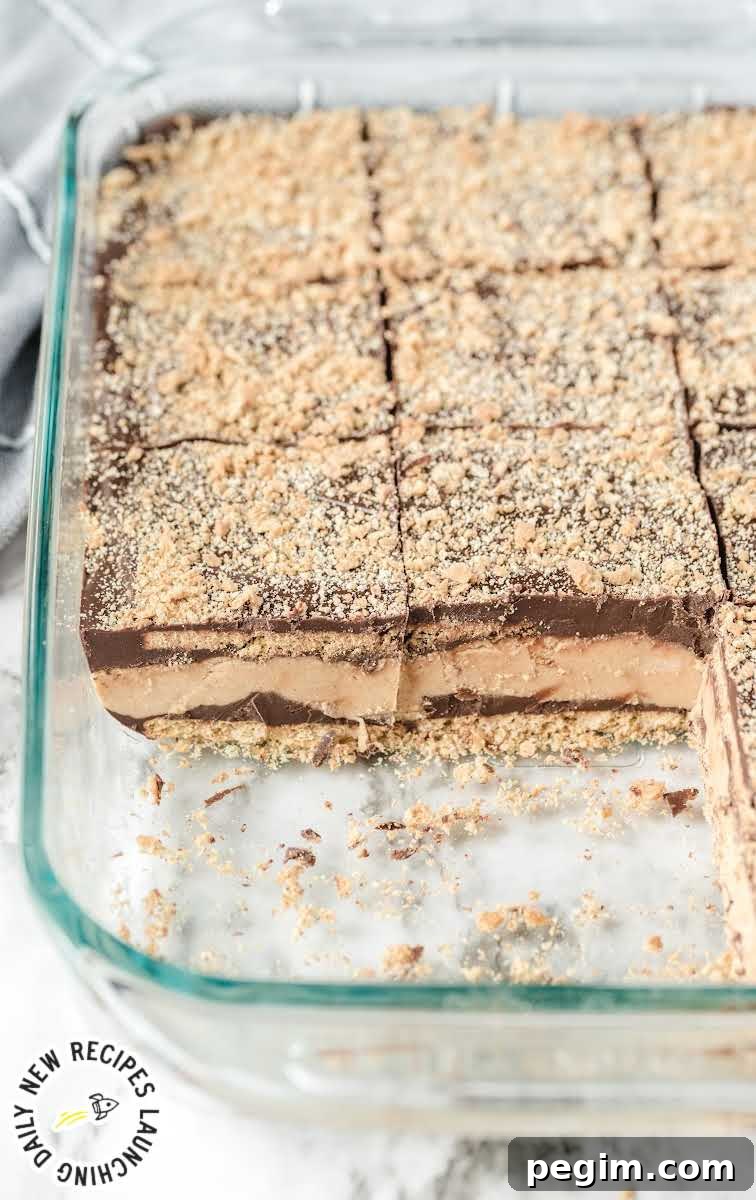 close up shot of Disneyland Peanut Butter Squares in a baking dish