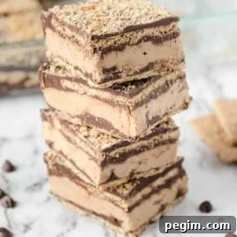 close up shot of Disneyland Peanut Butter Squares stacked on top of each other