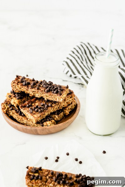 Granola bars topped with chocolate chips