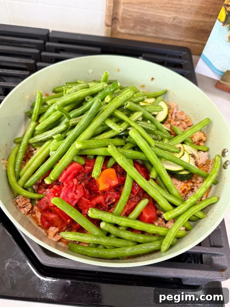 cook fresh veggies with turkey
