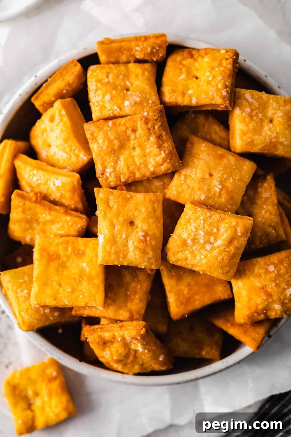 Crackers in bowl.