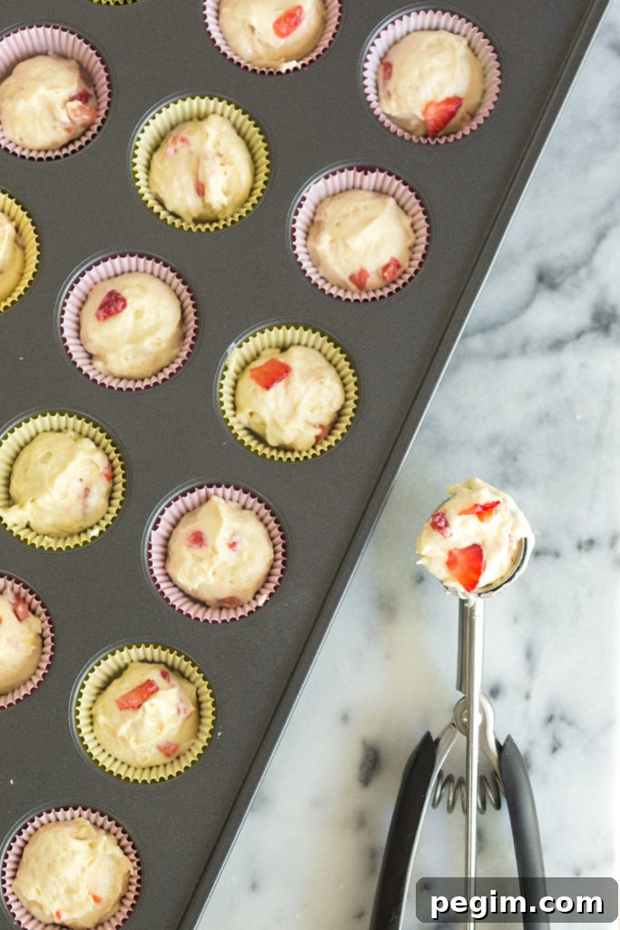 Mini Strawberry Lemon Cupcakes - pre bake