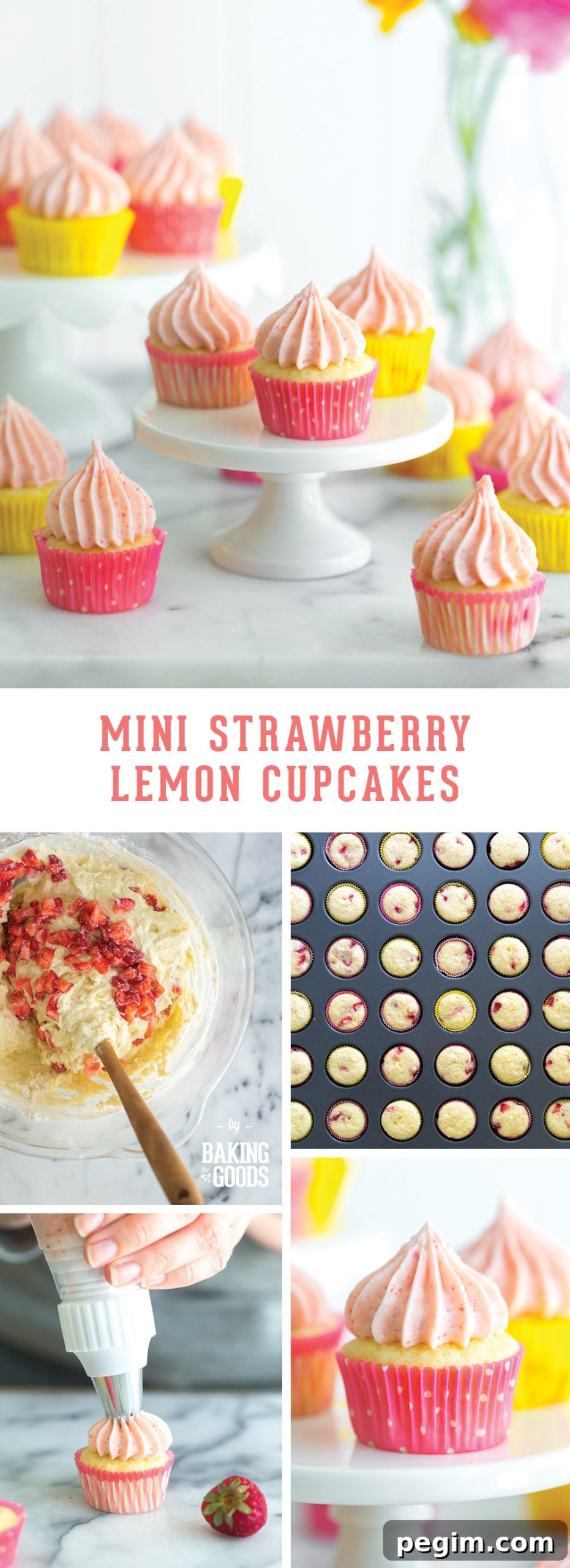 Mini Strawberry Lemon Cupcakes by Baking The Goods