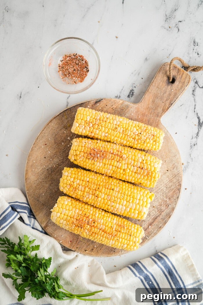 Crispy Air Fryer Corn on the Cob Recipe 5 spices added to corn on the cob
