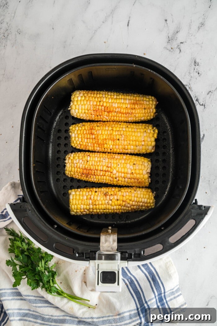Crispy Air Fryer Corn on the Cob Recipe 6 corn on the cob in the air fryer