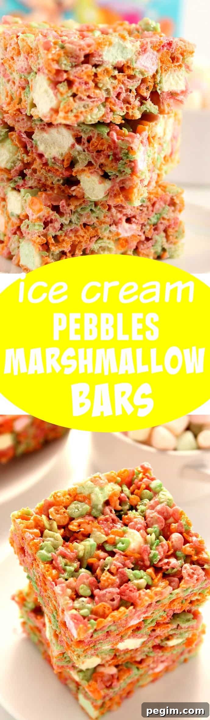 Ice Cream Pebbles Marshmallow Cereal Bars