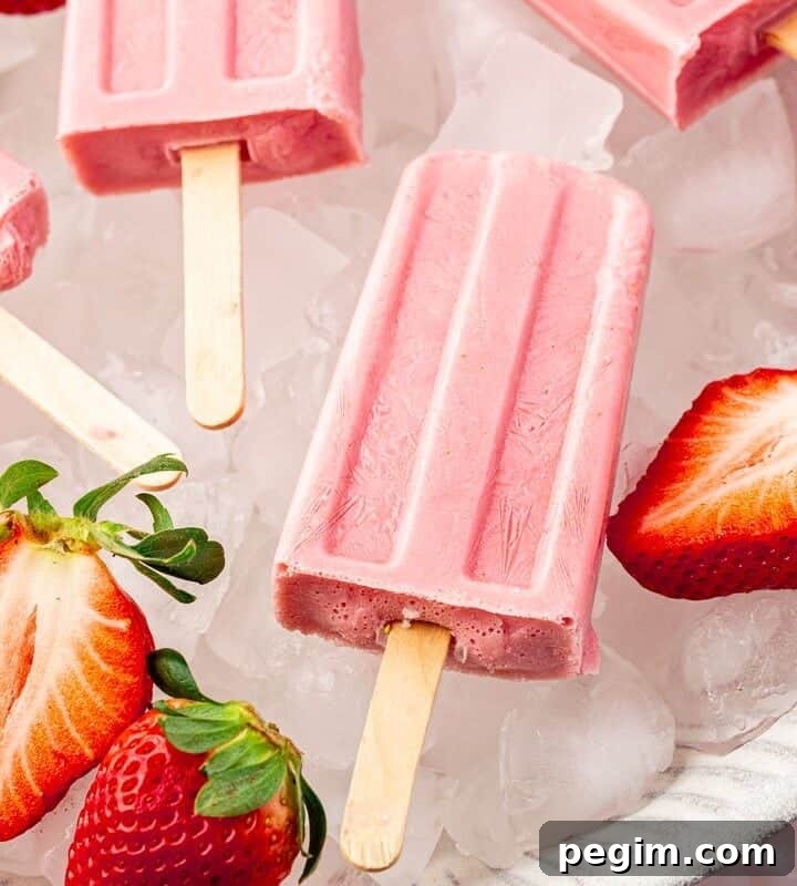 Strawberries and cream popsicles