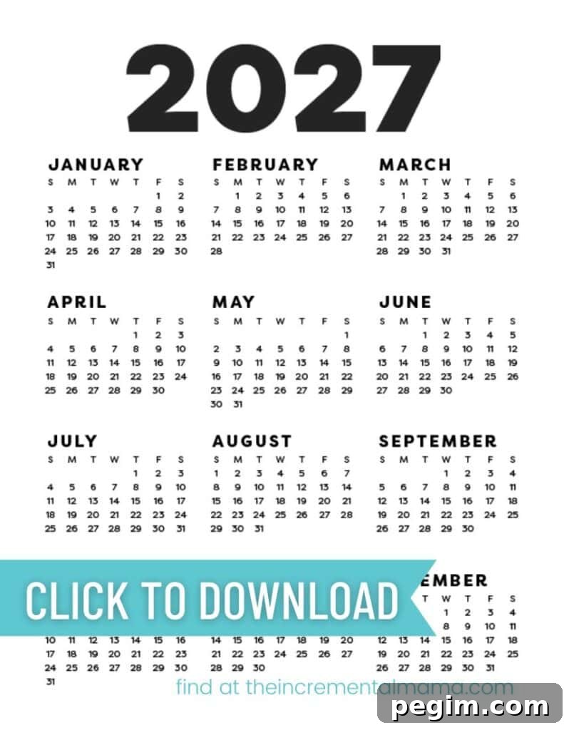 Free Printable One-Page Yearly Calendars 2025–2027 13 img 15184 12
