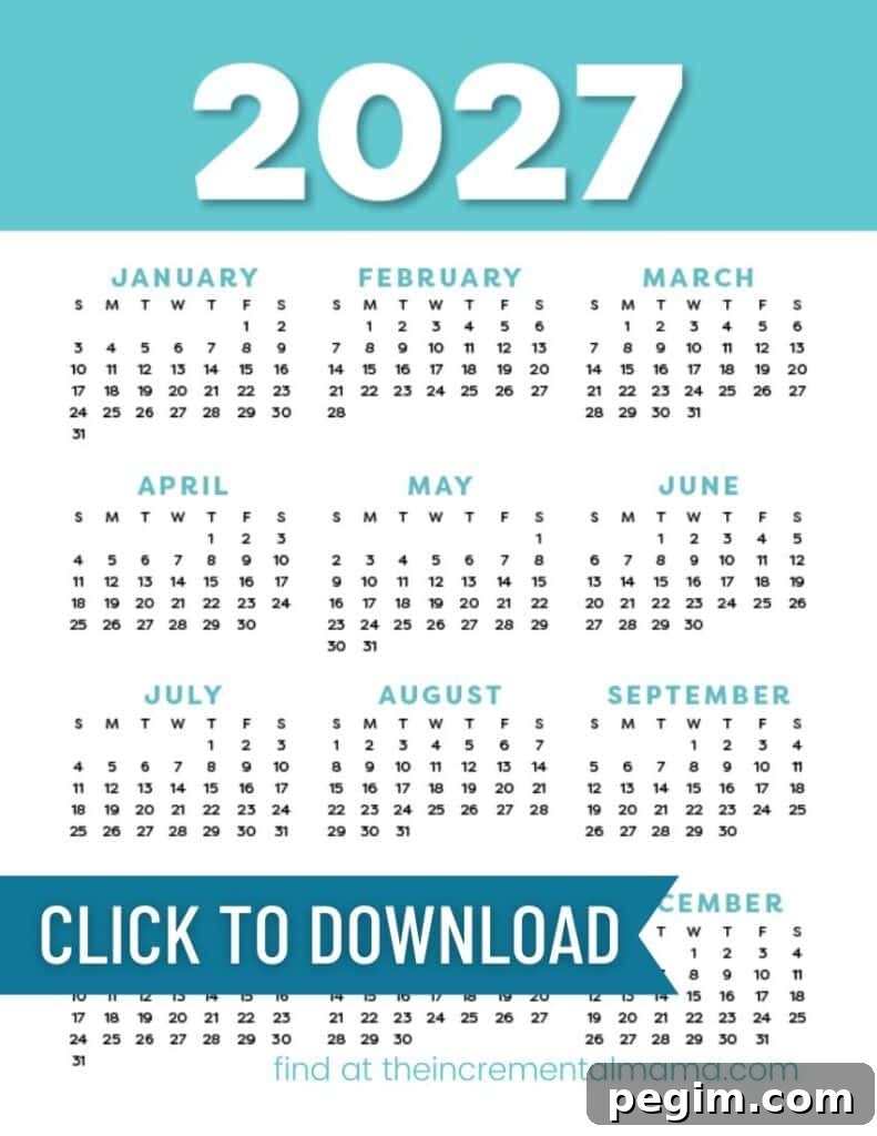 Free Printable One-Page Yearly Calendars 2025–2027 16 img 15184 15