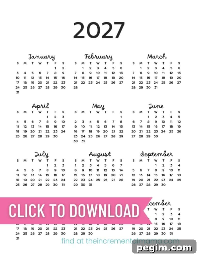Free Printable One-Page Yearly Calendars 2025–2027 10 img 15184 9