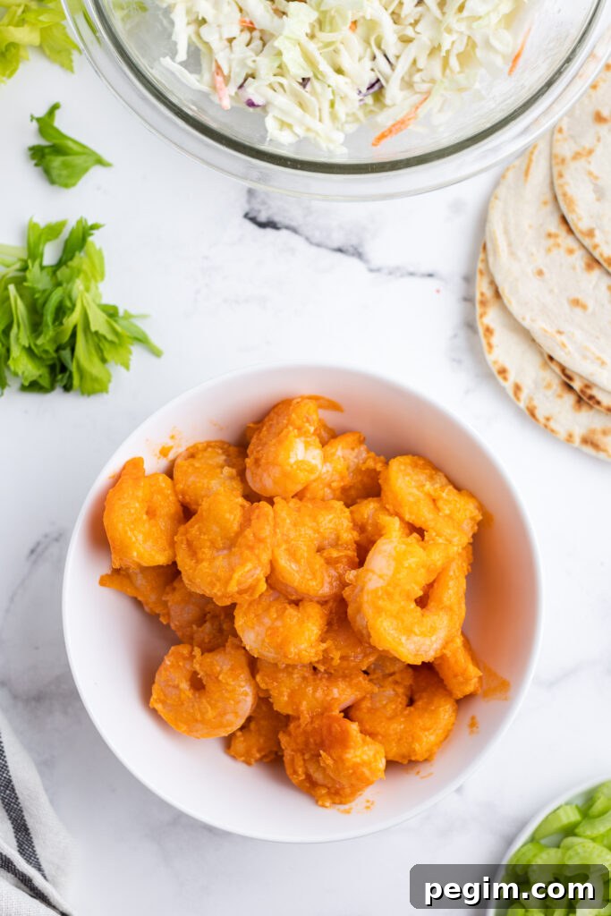 Buffalo Shrimp in a bowl