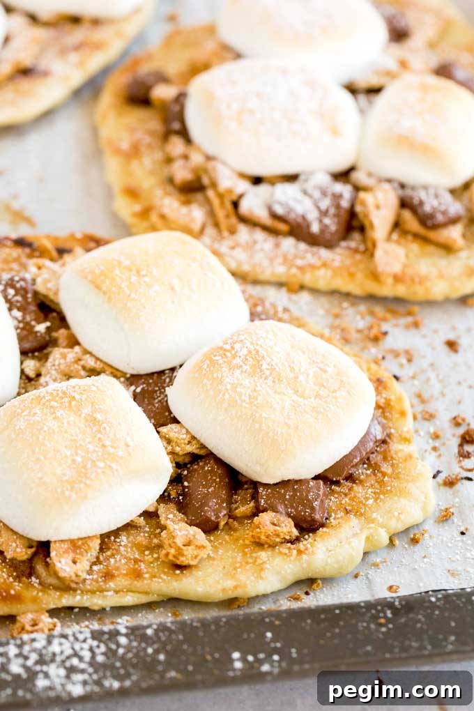 S'more Flatbread on a cooking sheet.
