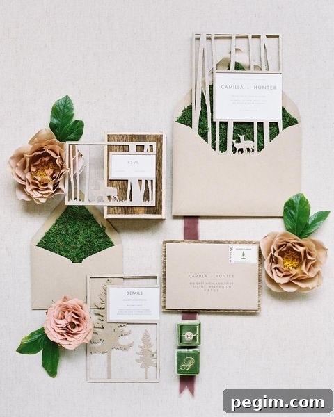 Woodland-Themed Outdoor Wedding Invitation
