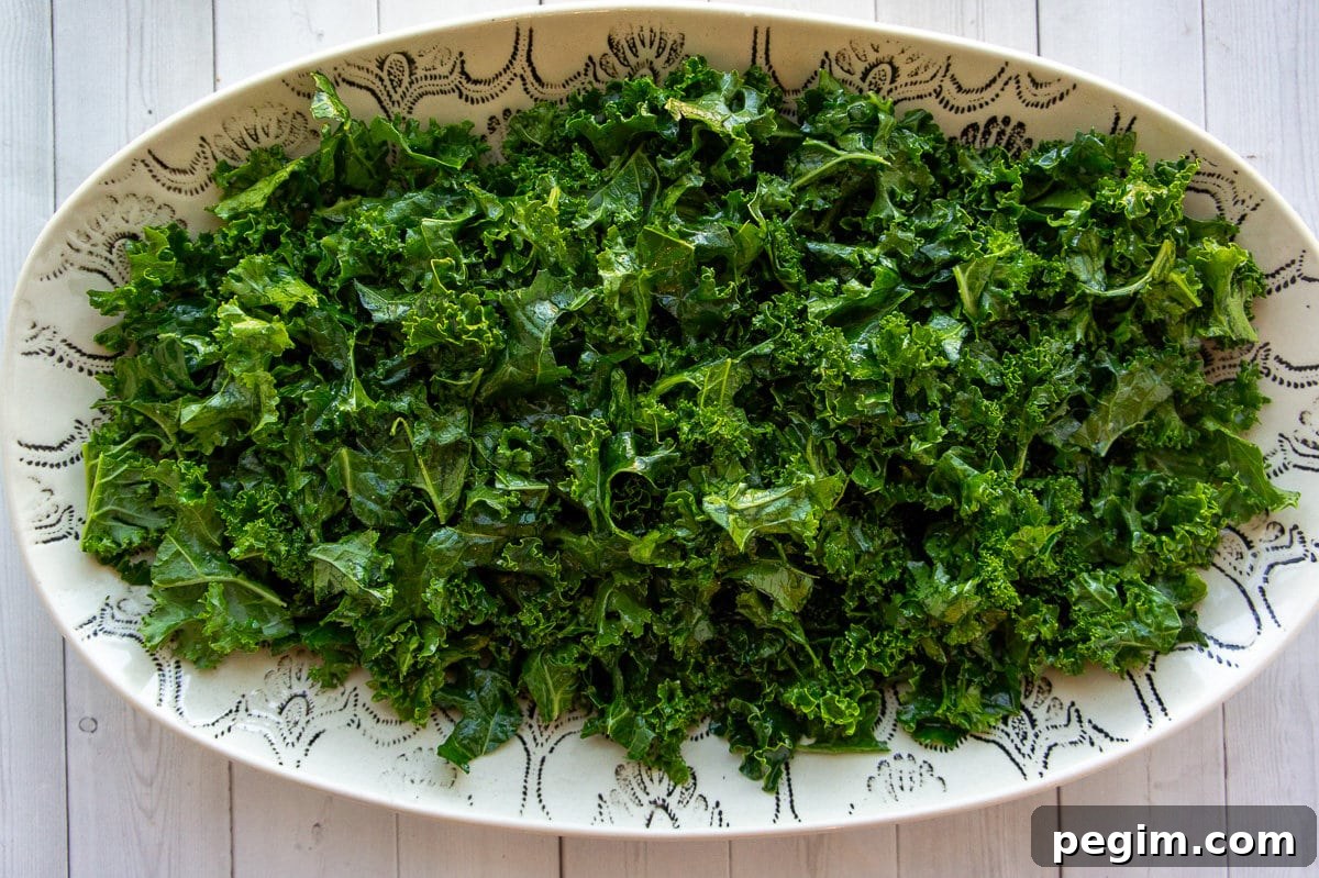 a large platter of massaged kale.