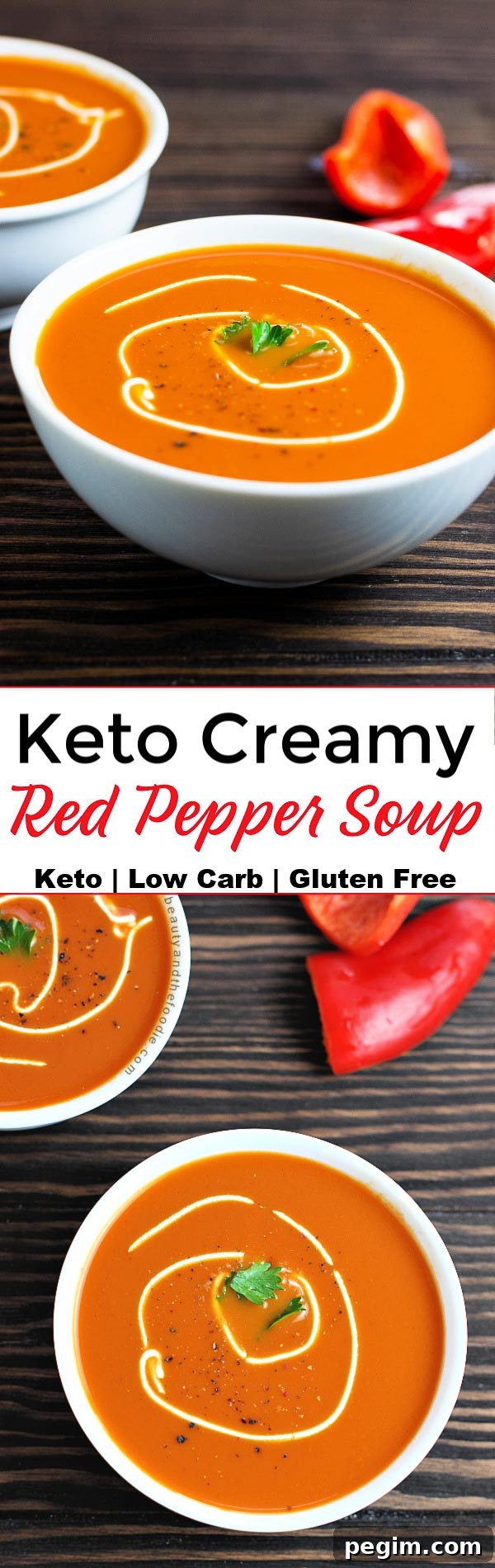 Keto Creamy Roasted Red Pepper Soup