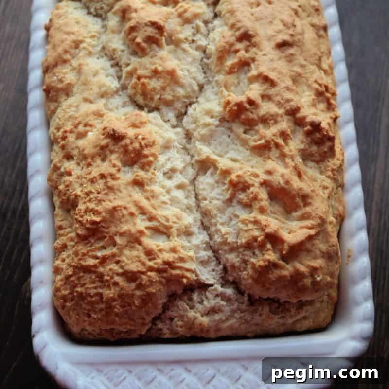 Beer bread in a white bread pan