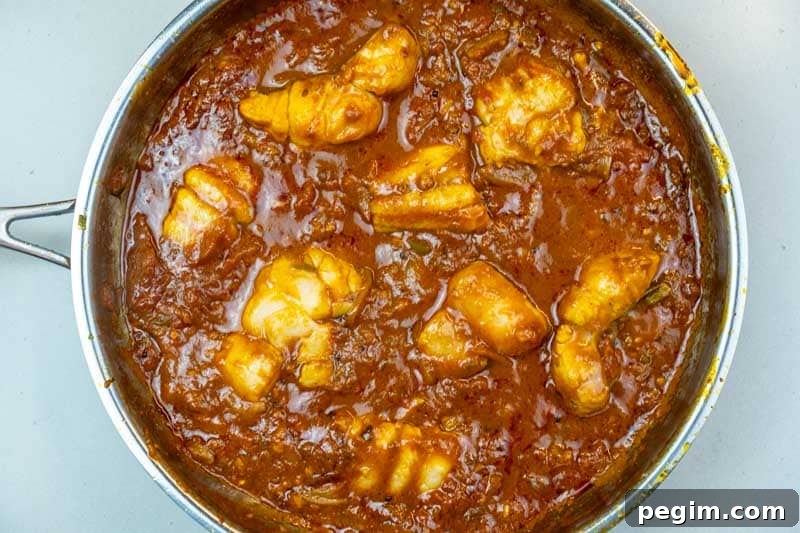 Cooked fish in the sauce