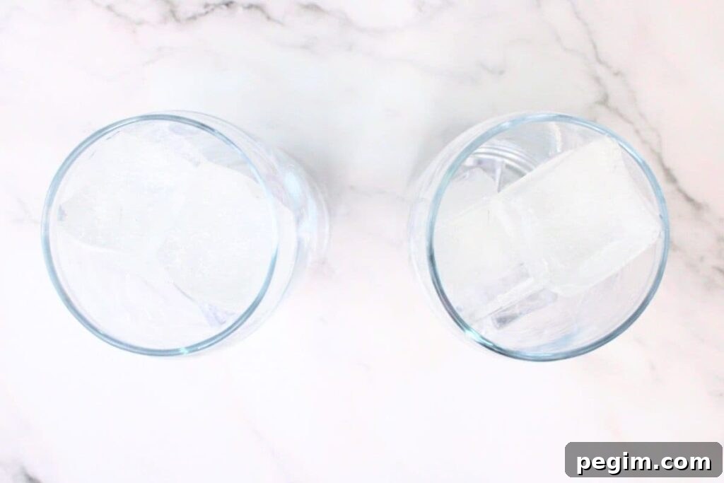 fill a highball glass up with ice cubes