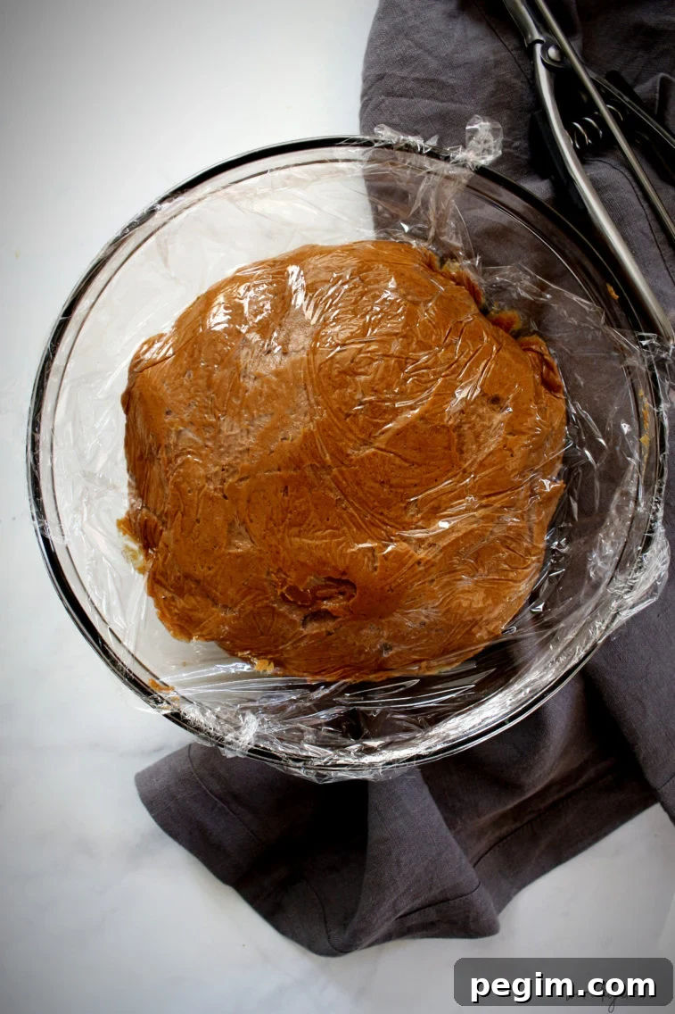 cookie dough wrapped in plastic wrap.