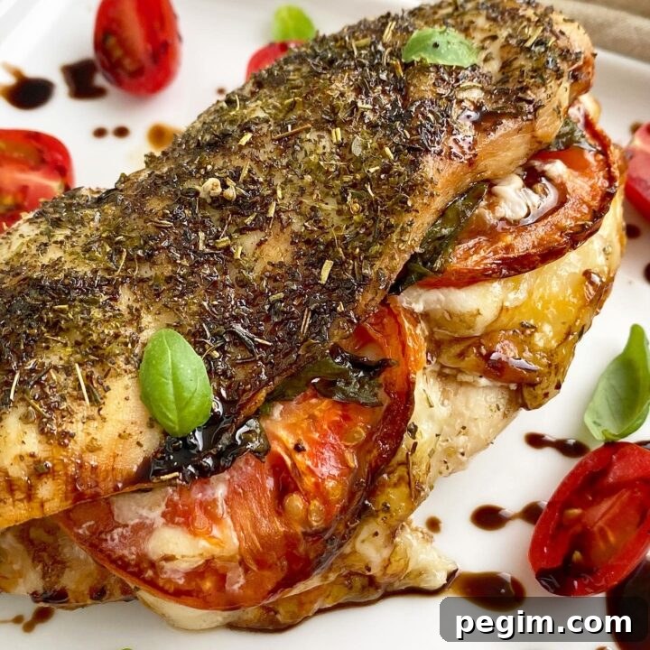 Image for Air Fryer Caprese Stuffed Chicken + VIDEO