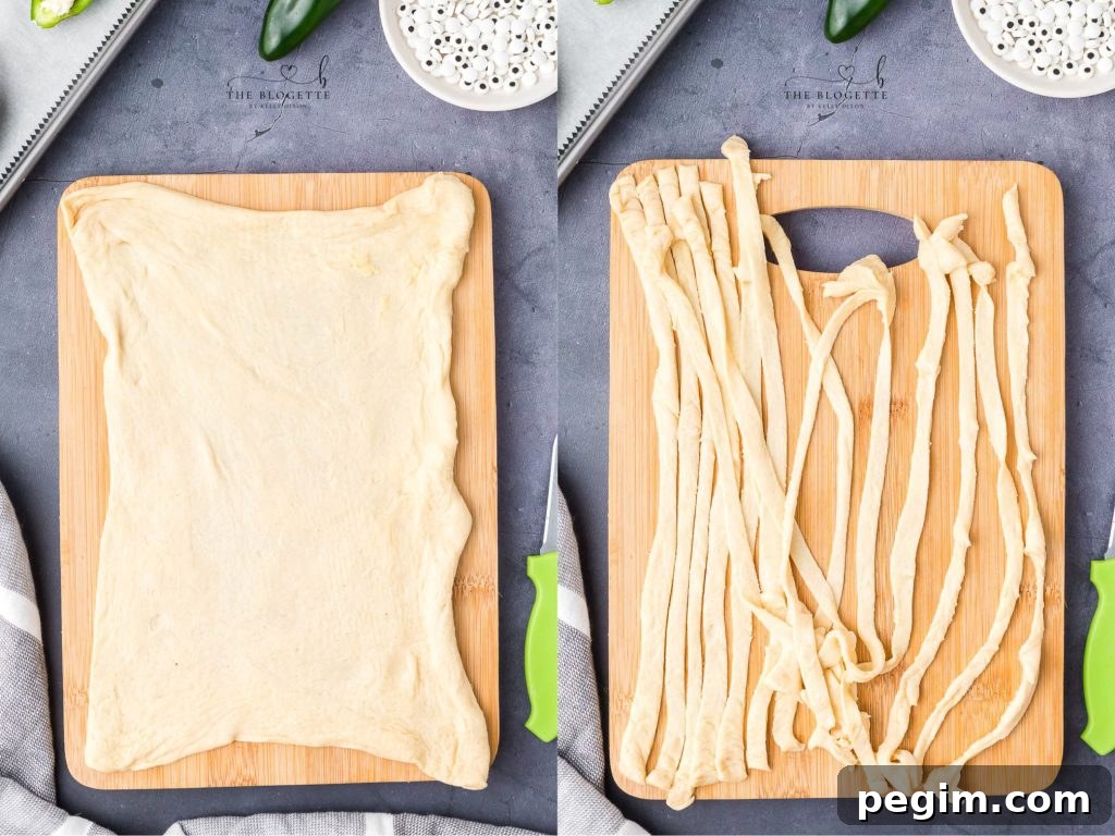 Crescent Roll dough to make a mummy