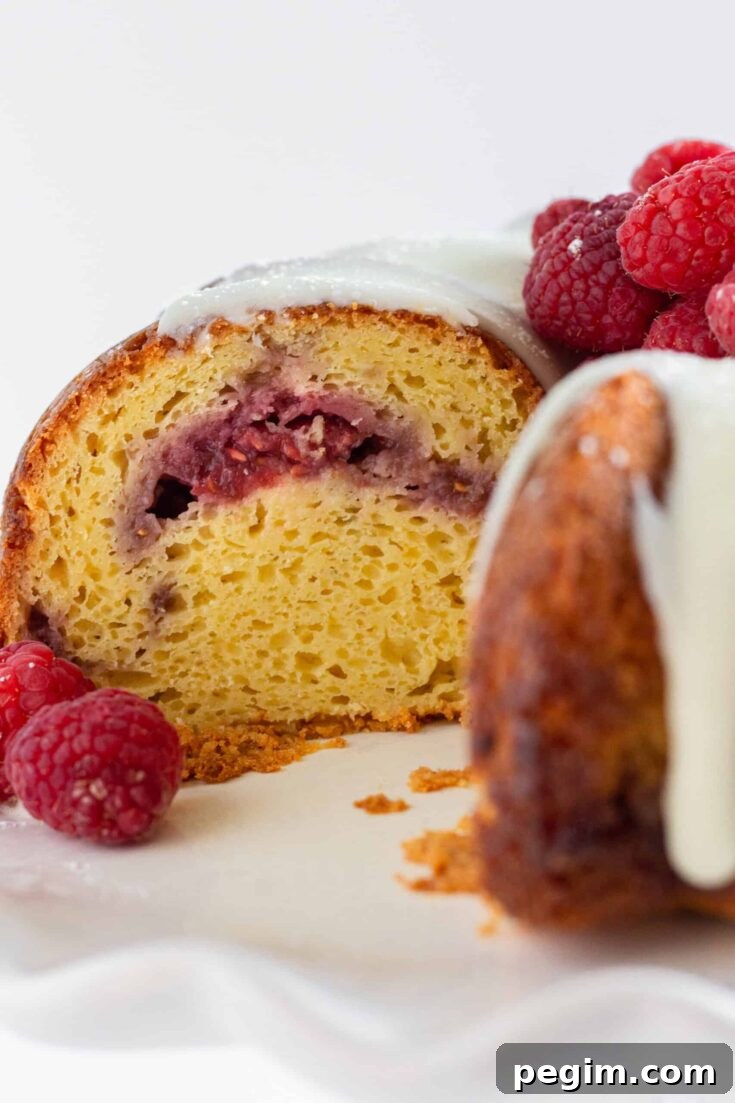 Image for Easy White Chocolate Raspberry Bundt Cake Recipe