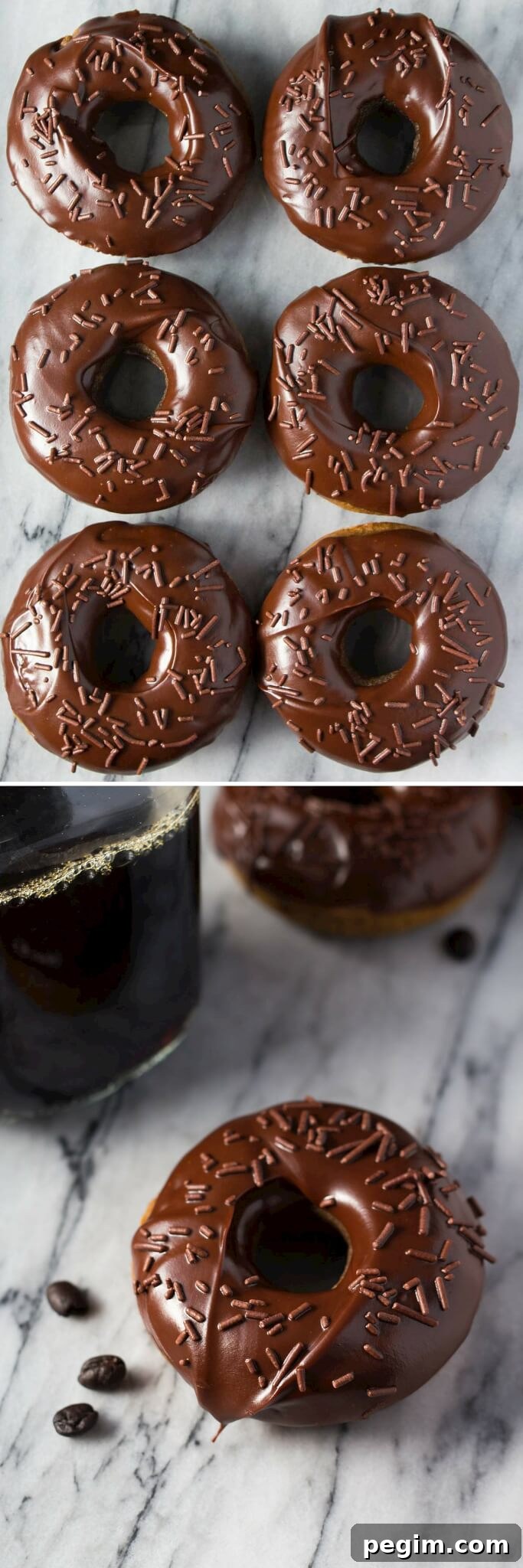 A delicious, coffee-flavored cake doughnut dipped in fudgy, chocolate glaze. These super easy Baked Mocha Doughnuts are the best way to get your morning caffeine fix!