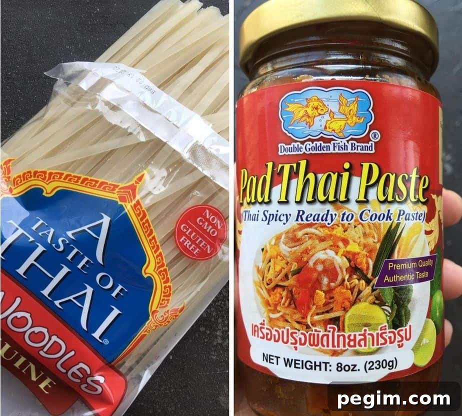 Pad thai noodles and pad thai sauce storebought