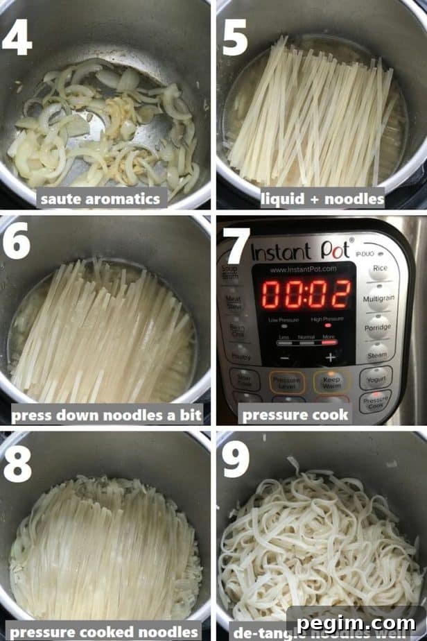 pressure cooking rice pad thai noodles in the instant pot
