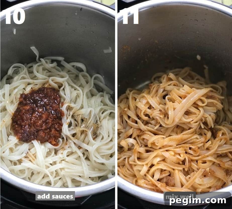tossing cooked noodles in sauces in the instant pot