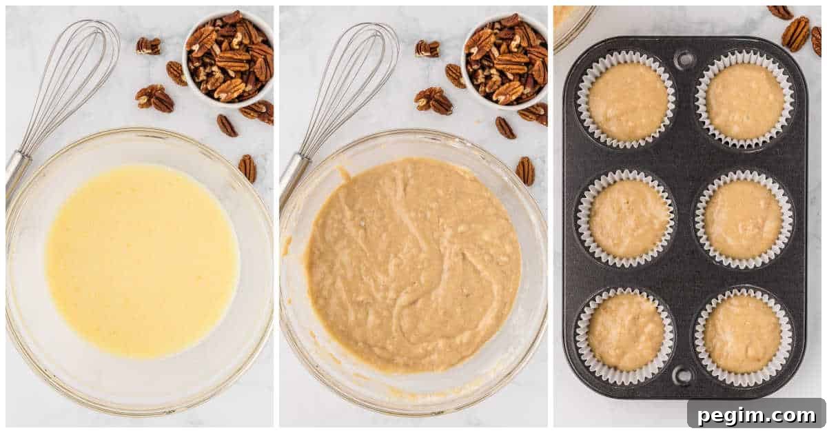 Collage of making the cupcake batter.