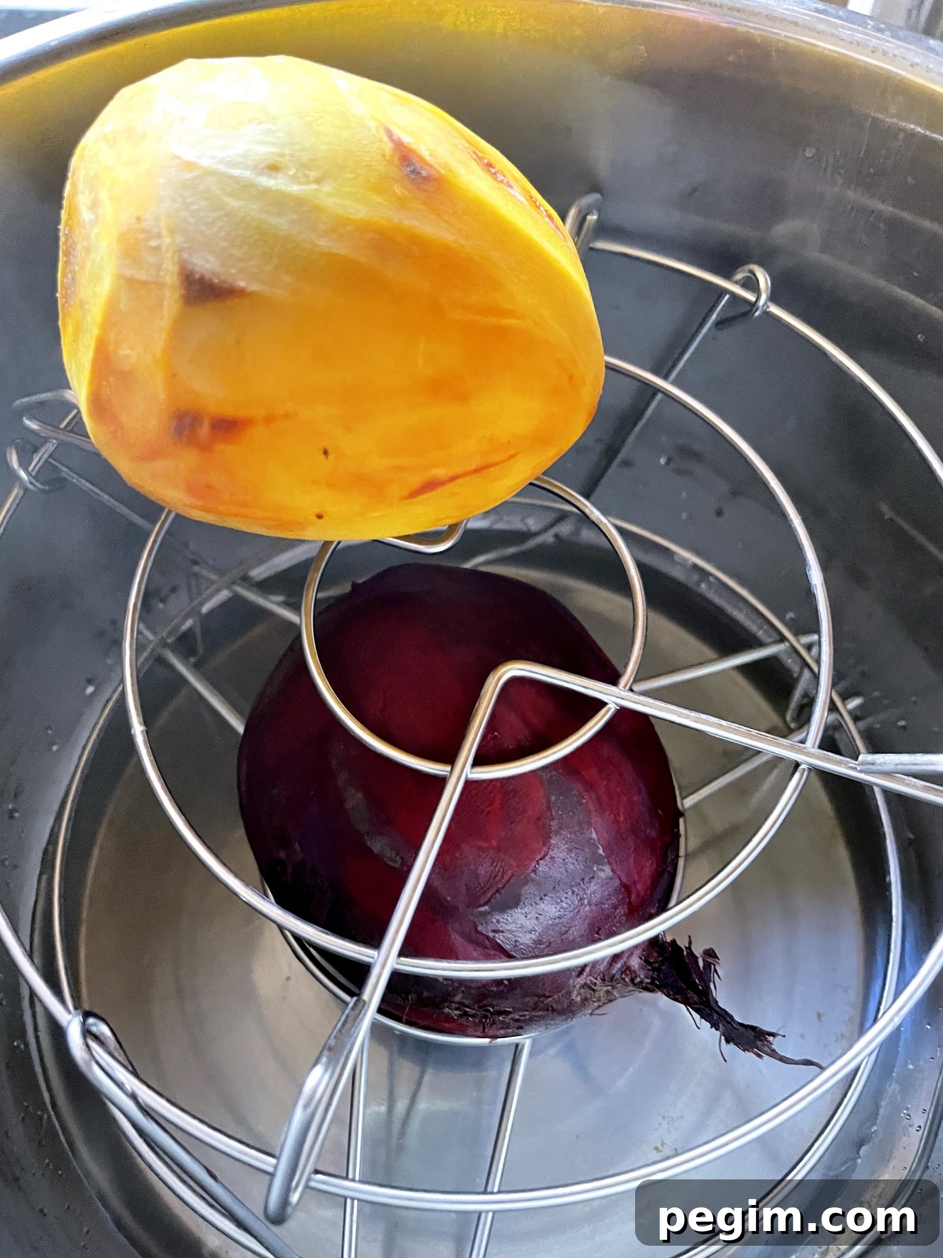 Separate beets in steamer