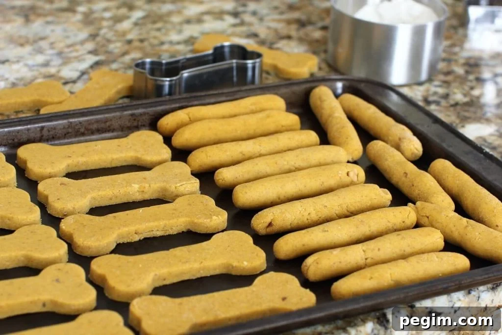 baking sheet full of doggy biscuits