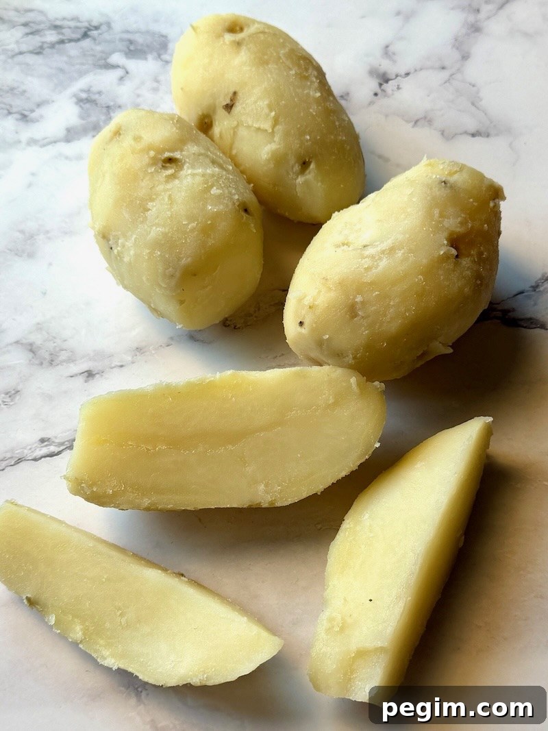 Cooked and peeled russet potatoes