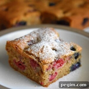 A slice of paleo and gluten-free berry snack cake