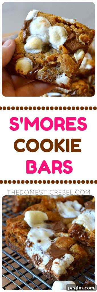 S'mores Cookie Bars photo collage with text