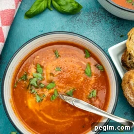 Instant pot tomato soup with basil