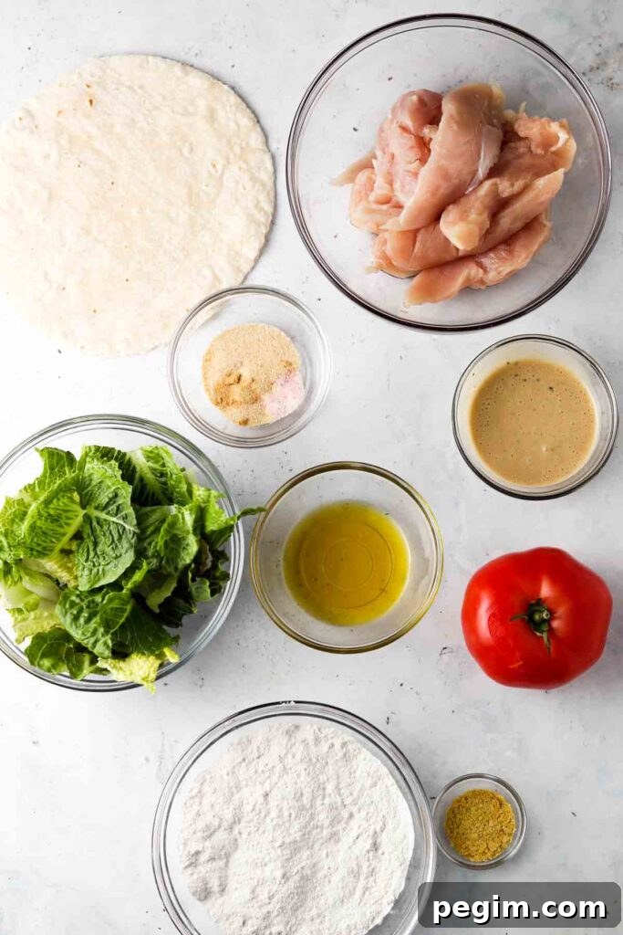 wrap ingredients laid out in bowls