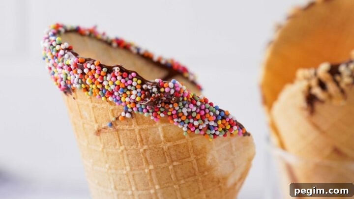 Gluten-free ice cream cones in glasses