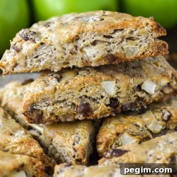 3 apple scones stacked on top of each other