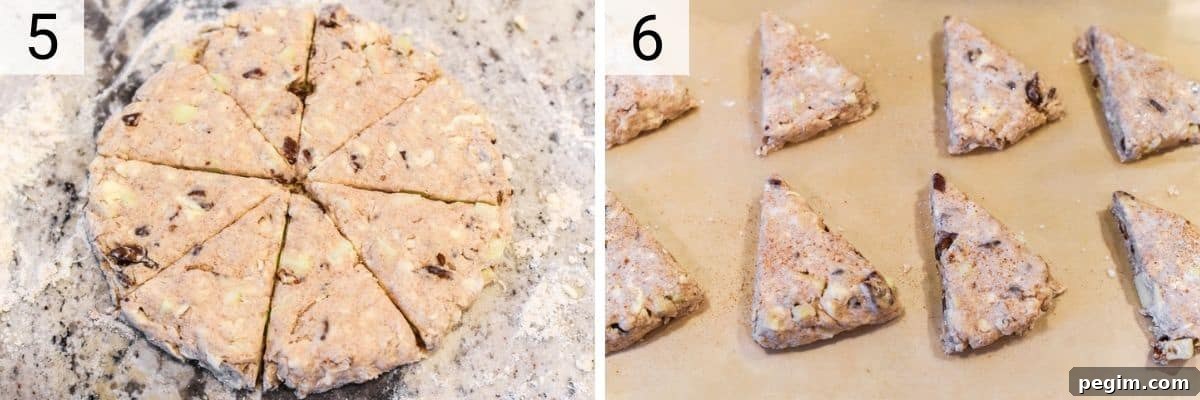 process shots of forming dough into dish and cutting into 8 slices