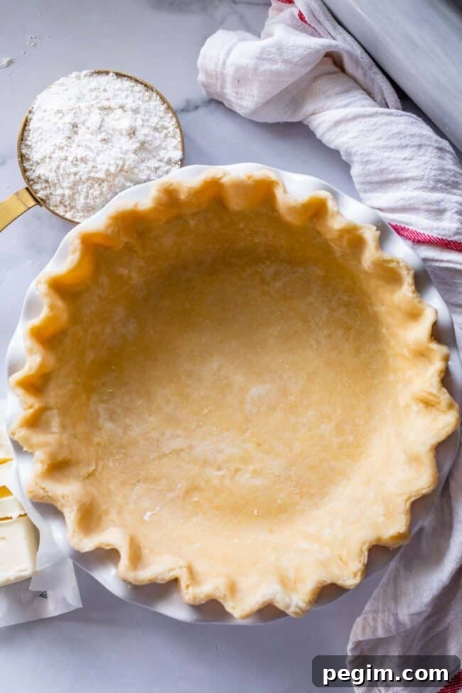 pie shell fluted and ready to blind bake.