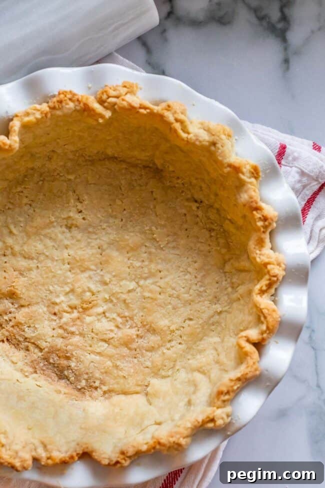 blind baked pie crust from overhead.